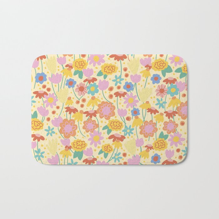 Floral pattern cream Bath Mat Gallery Image 1