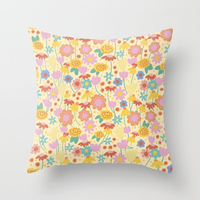 Floral pattern cream Throw Pillow Gallery Image 6