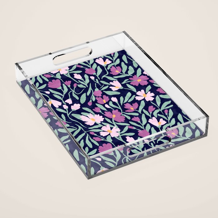 Pink Midnight Bloom Acrylic Tray Gallery Image 1