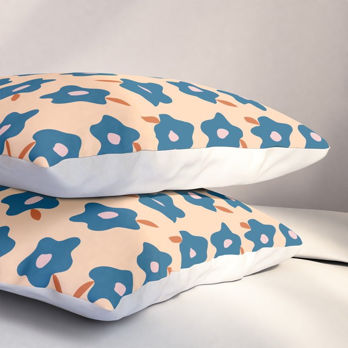 Wonky Blue Spring Flowers Pillow Sham Gallery Image 3
