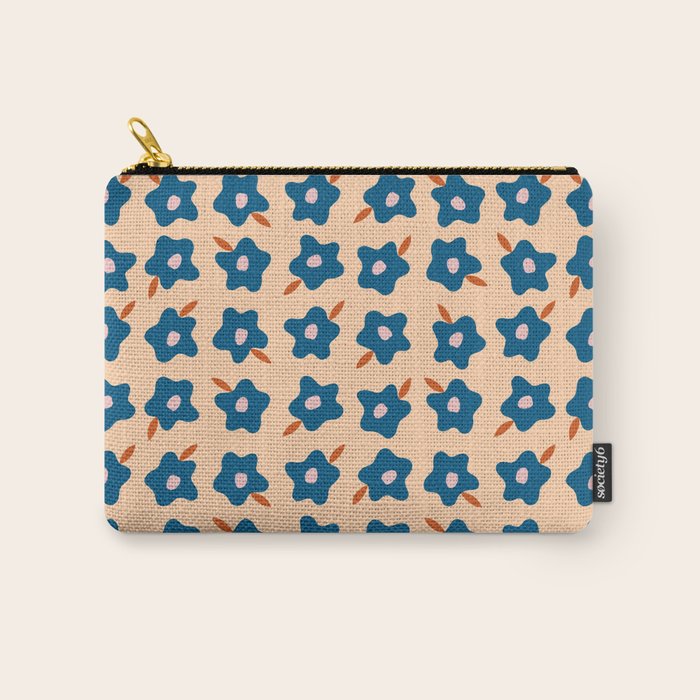 Wonky Blue Spring Flowers Carry All Pouch Gallery Image 1