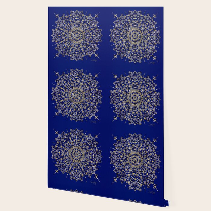 Moroccan Mandala - Gold Ink on Navy Wallpaper Gallery Image 2