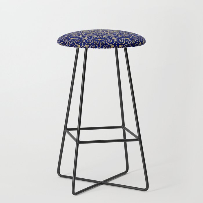Moroccan Mandala - Gold Ink on Navy Stool Gallery Image 1