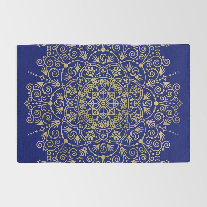 Moroccan Mandala - Gold Ink on Navy Rug Gallery Image 2