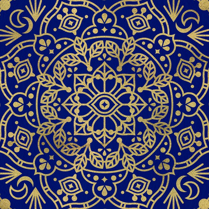 Moroccan Mandala - Gold Ink on Navy Coffee Mug Gallery Image 2
