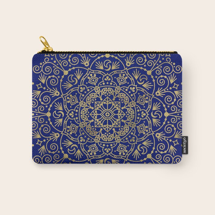 Moroccan Mandala - Gold Ink on Navy Carry All Pouch Gallery Image 1