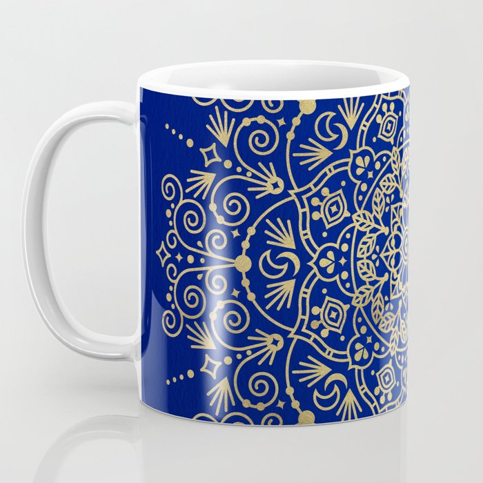 Moroccan Mandala - Gold Ink on Navy Coffee Mug Gallery Image 3