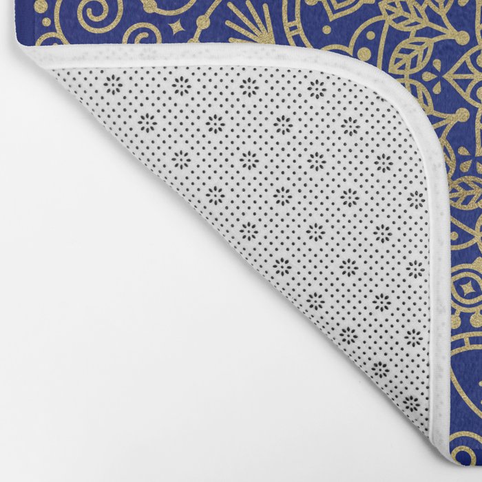 Moroccan Mandala - Gold Ink on Navy Bath Mat Gallery Image 2
