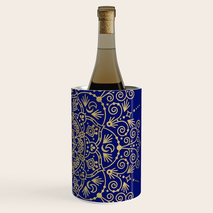 Moroccan Mandala - Gold Ink on Navy Wine Chiller Gallery Image 3