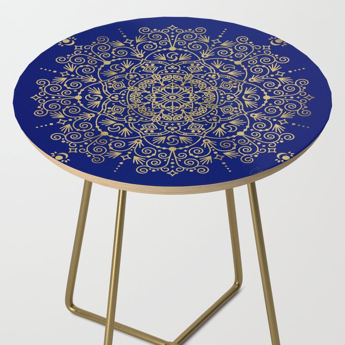 Moroccan Mandala - Gold Ink on Navy Side Table Gallery Image 2