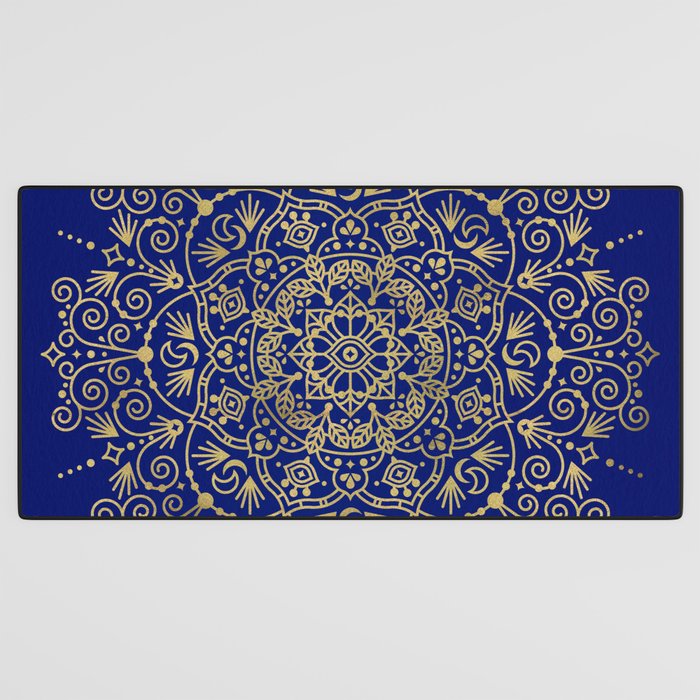 Moroccan Mandala - Gold Ink on Navy Desk Mat Gallery Image 3