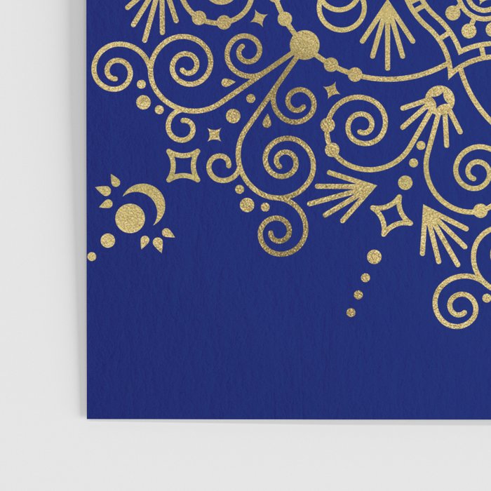 Moroccan Mandala - Gold Ink on Navy Poster Gallery Image 3