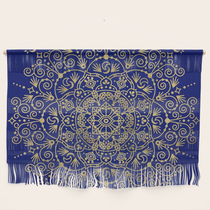 Moroccan Mandala - Gold Ink on Navy Wall Hanging Gallery Image 1
