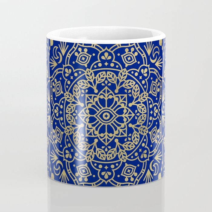 Moroccan Mandala - Gold Ink on Navy Coffee Mug Gallery Image 4