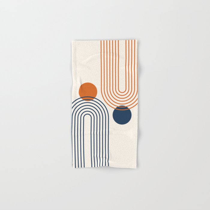 Mid Century Modern Geometric 199.2 in Navy Blue Orange Bath Towel Gallery Image 1