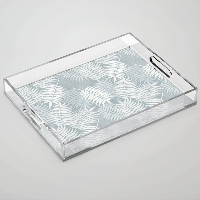 Palm leaves . Coastal blue Acrylic Tray Gallery Image 1