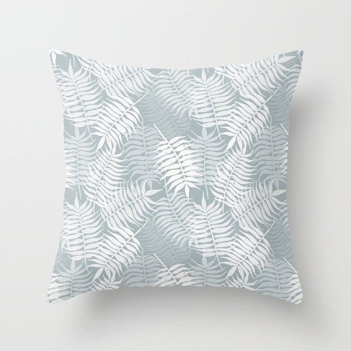 Palm leaves . Coastal blue Throw Pillow Gallery Image 6