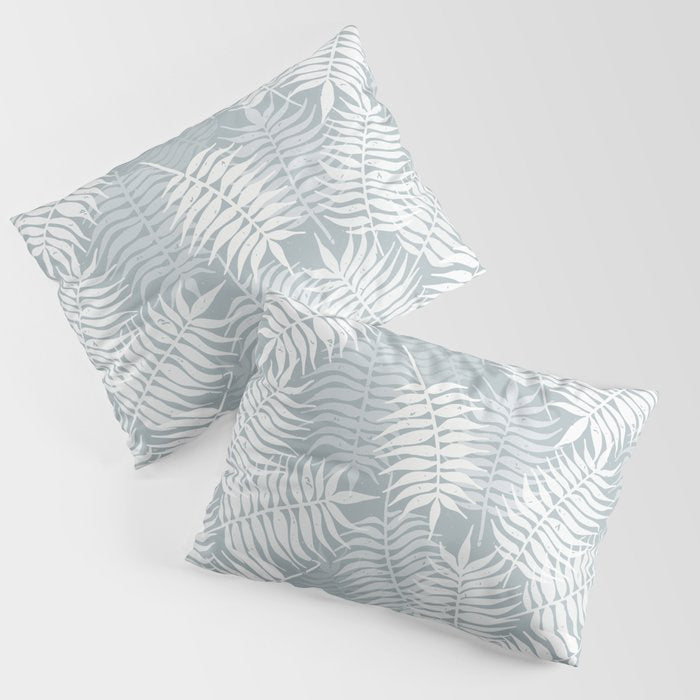Palm leaves . Coastal blue Pillow Sham Gallery Image 3