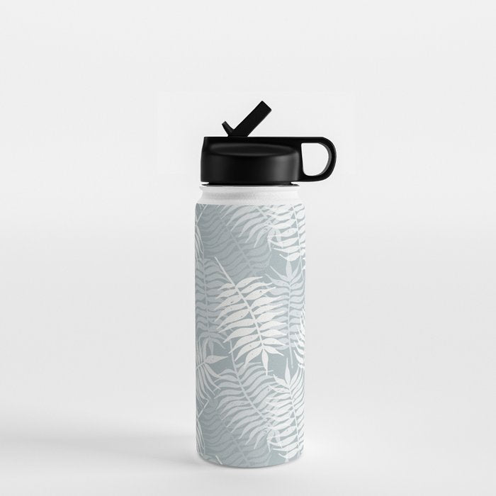 Palm leaves . Coastal blue Water Bottle Gallery Image 1