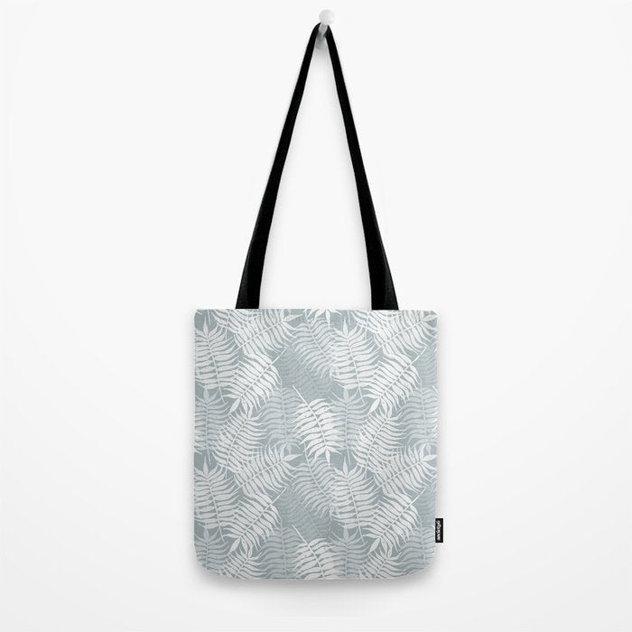 Palm leaves . Coastal blue Tote Bag Gallery Image 2