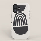 Black & White Minimalist Mid Century Paper collage Funky Black Ink Tribal Geometric by Ejaaz Haniff iPhone Case Gallery Image 1