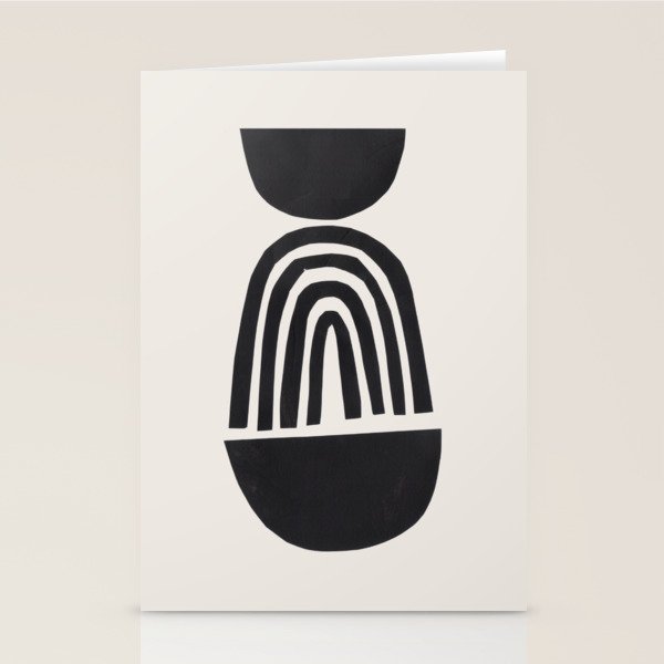 Black & White Minimalist Mid Century Paper collage Funky Black Ink Tribal Geometric by Ejaaz Haniff Stationery Card Gallery Image 2