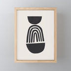 Black & White Minimalist Mid Century Paper collage Funky Black Ink Tribal Geometric by Ejaaz Haniff Mini Art Print Gallery Image 1