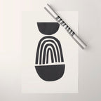 Black & White Minimalist Mid Century Paper collage Funky Black Ink Tribal Geometric by Ejaaz Haniff Wrapping Paper Gallery Image 1