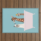 Playful Gangs in Bathtub Blue Outdoor Rug Gallery Image 1