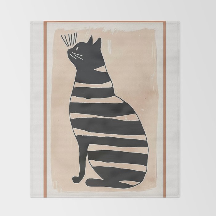Black Cat with Bold Stripes Throw Blanket Gallery Image 2