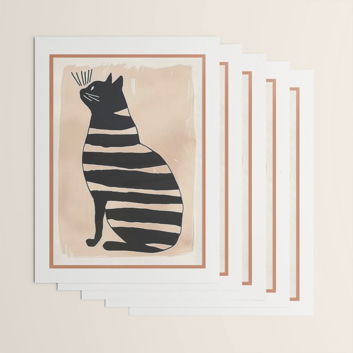 Black Cat with Bold Stripes Wrapping Paper Gallery Image 3