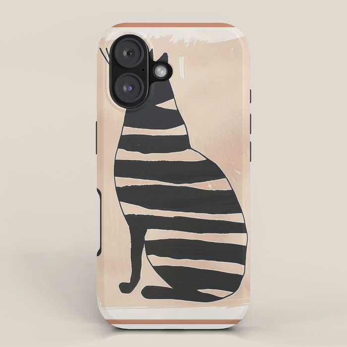 Black Cat with Bold Stripes iPhone Case Gallery Image 1
