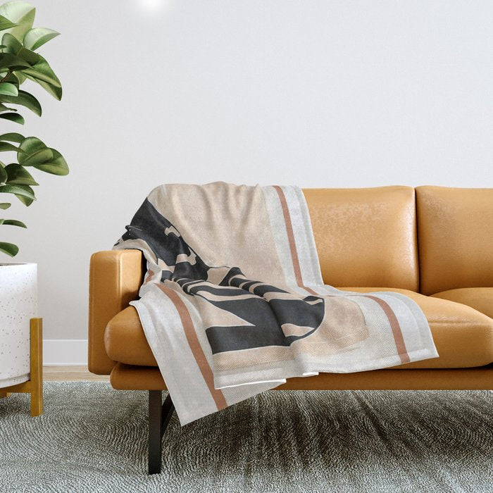 Black Cat with Bold Stripes Throw Blanket Gallery Image 1