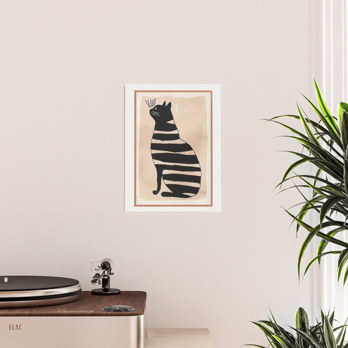 Black Cat with Bold Stripes Poster Gallery Image 2