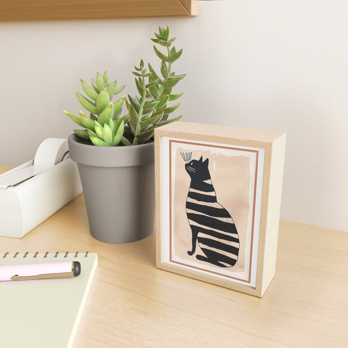 Black Cat with Bold Stripes Mini Art Print Gallery Image 2