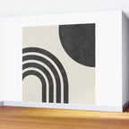 Mid Century Modern - Sun and Rainbow black and white Wall Mural Gallery Image 2