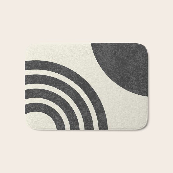 Mid Century Modern - Sun and Rainbow black and white Bath Mat Gallery Image 1