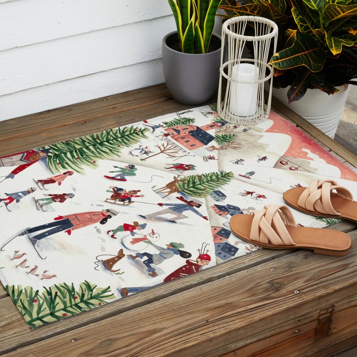 Skiing in snow mountains Outdoor Rug Gallery Image 2
