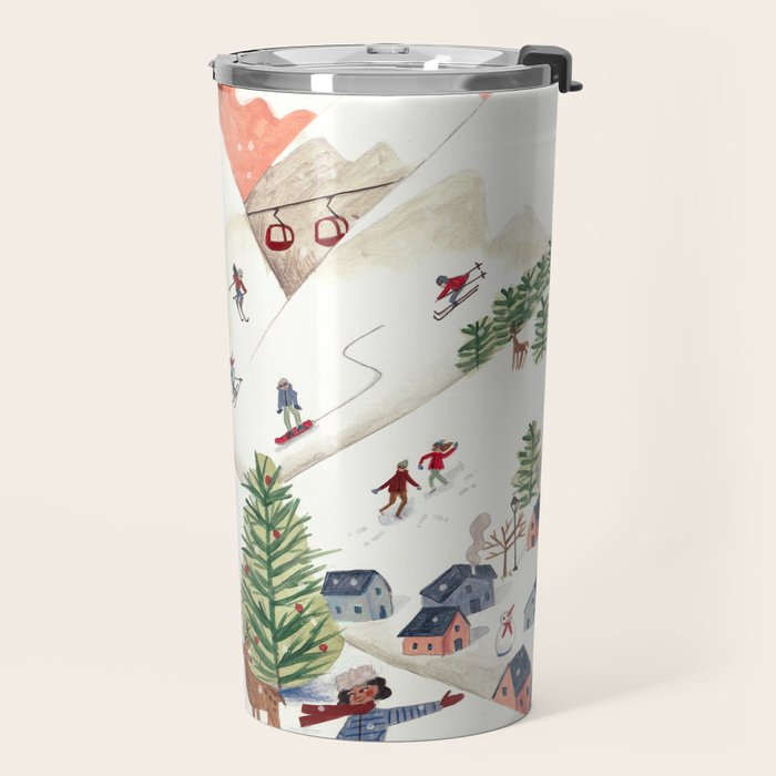 Skiing in snow mountains Travel Mug Gallery Image 2