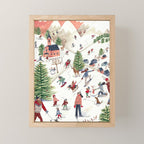 Skiing in snow mountains Mini Art Print Gallery Image 1