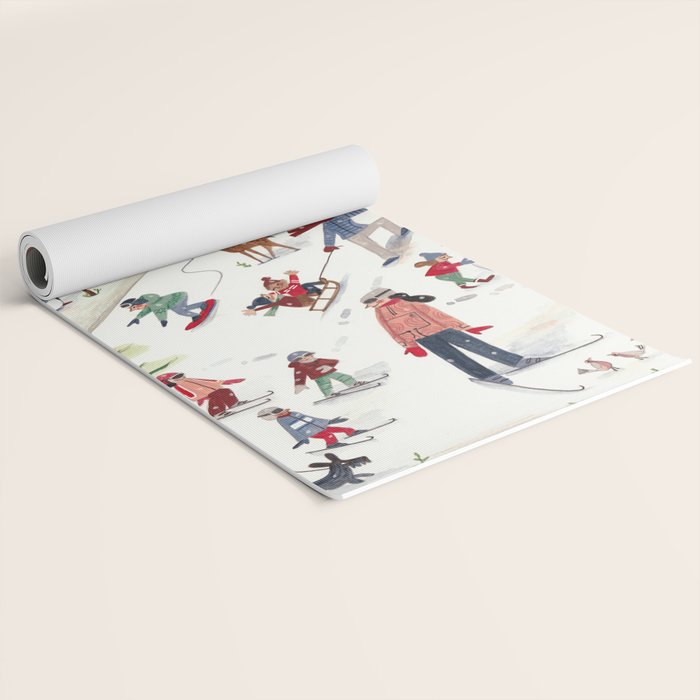 Skiing in snow mountains Yoga Mat Gallery Image 2