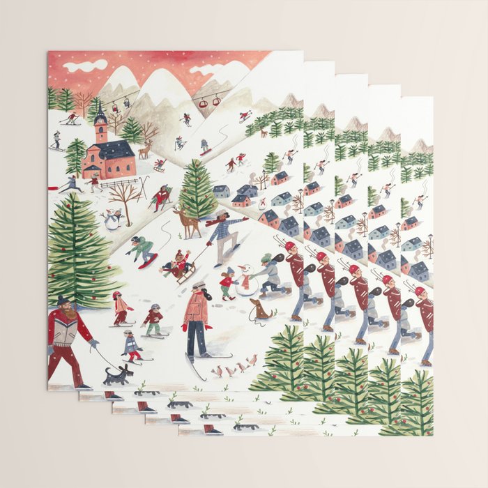 Skiing in snow mountains Wrapping Paper Gallery Image 3