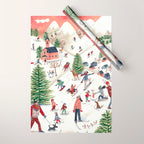 Skiing in snow mountains Wrapping Paper Gallery Image 1