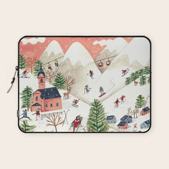 Skiing in snow mountains Laptop Sleeve Gallery Image 1