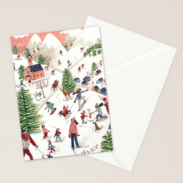 Skiing in snow mountains Stationery Card Gallery Image 2
