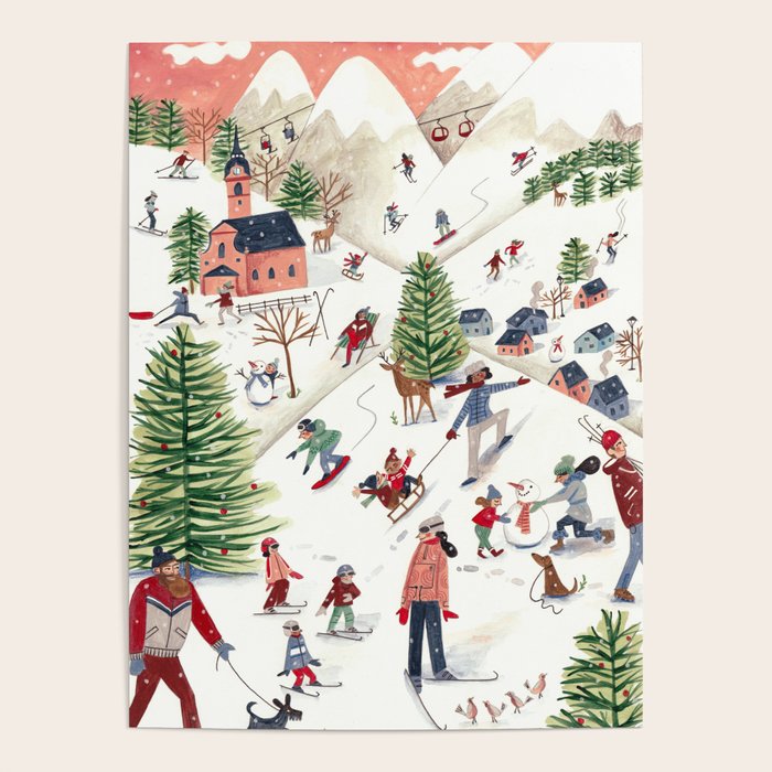 Skiing in snow mountains Poster Gallery Image 4