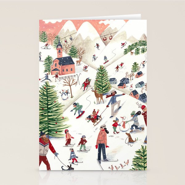 Skiing in snow mountains Stationery Card Gallery Image 1