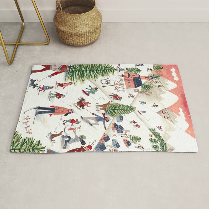 Skiing in snow mountains Rug Gallery Image 1
