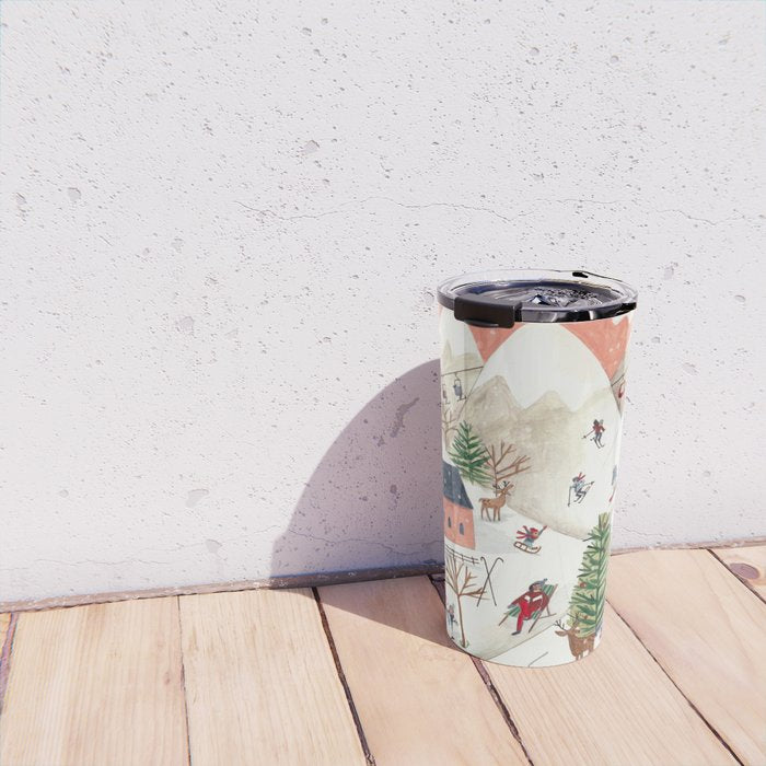 Skiing in snow mountains Travel Mug Gallery Image 4