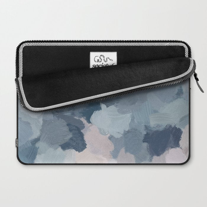 Beautiful Breeze II - Mint Aqua Navy Indigo Blue Blush Pink Abstract Nature Ocean Painting Art Print Laptop Sleeve Gallery Image 2